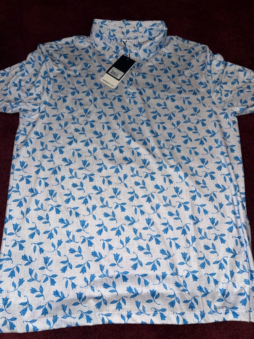 Yatta golf shirt floral blue men’s print polo shirt NWT XL
